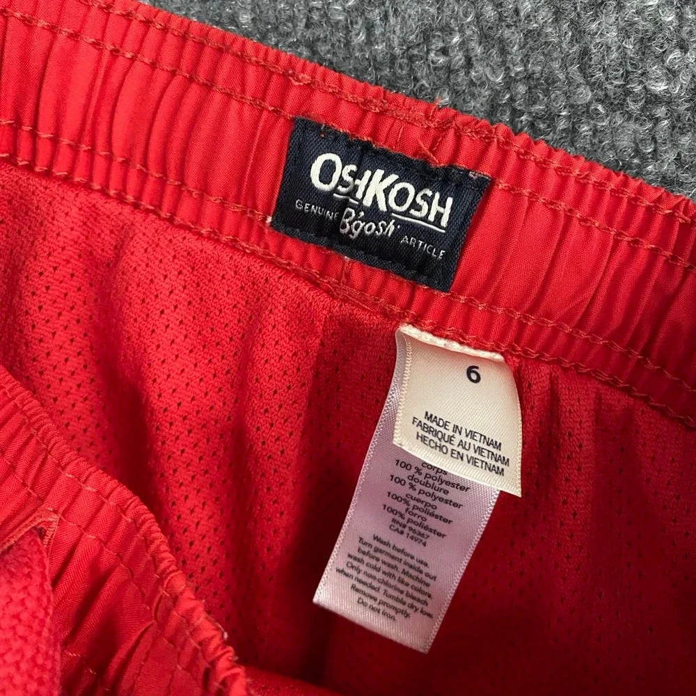 OSHKOSH B'GOSH KIDS RED PANTS BLUE PANEL SIDE STRIPES OUTDOOR GORPCORE